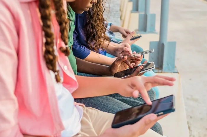 group of teens on social media.