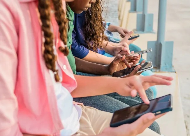 group of teens on social media.