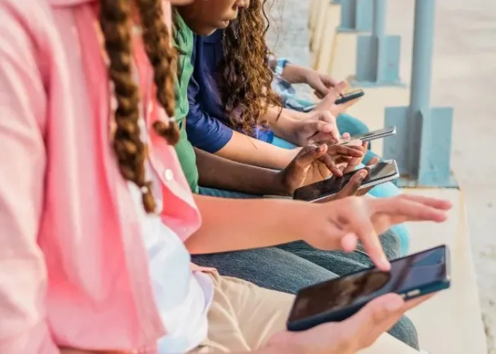 group of teens on social media.